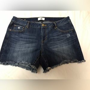 CAbi Dark Blue Distressed Denim Jean Shorts